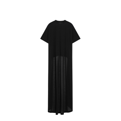 Black Maxi Train T-Shirt in Cotton Jersey - Image 2