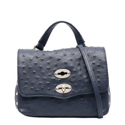 Postina Baby Cactus Leather Top Handle Bag - Blue Soffio di Vetro - Image 1