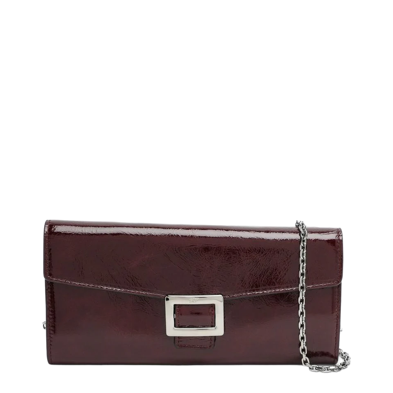 Dark Violet Patent Wallet With Chain - Image 1