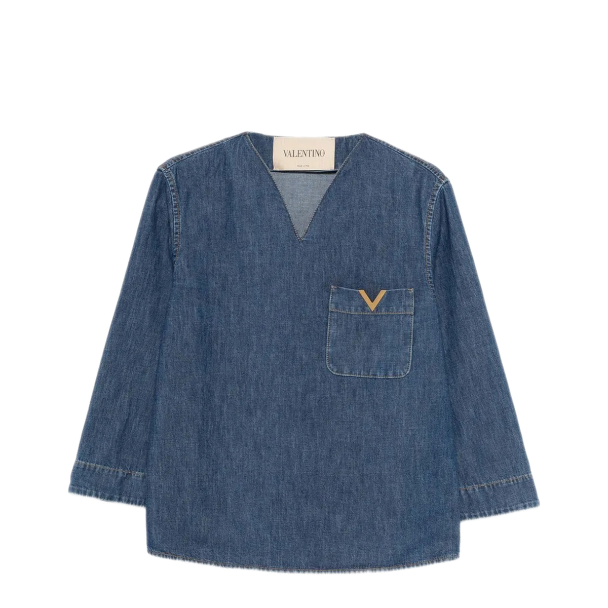 Cotton Denim Shirt - Blue - Image 1