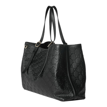 Emblem Large Leather Tote - Black - Image 2