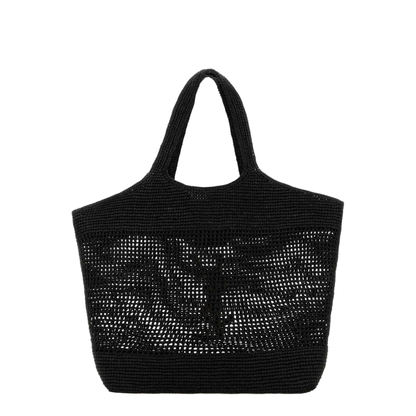 Icare Maxi Raffia Tote Bag - Black - Image 5