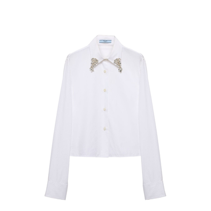 Boxy Shirt in Embroidered Poplin - Image 1