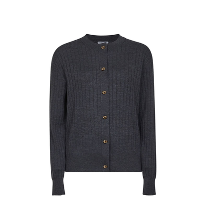 Wool Rib Cardigan in Anthracite - Image 1