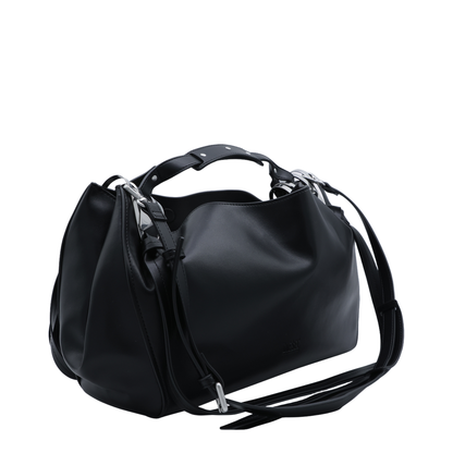 Knot-D Medium Polyurethane Top-Handle Bag - Black - Image 6