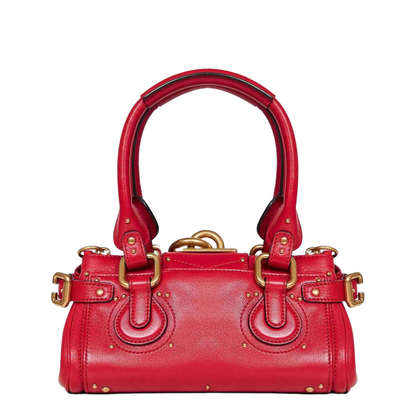 Paddington Small Grained Buffalo Leather Shoulder Bag - Tulip Red - Image 3