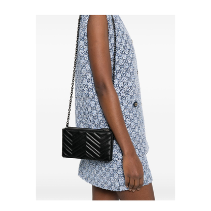 GG Marmont Mini Calfskin Leather Shoulder Bag - Black - Image 3