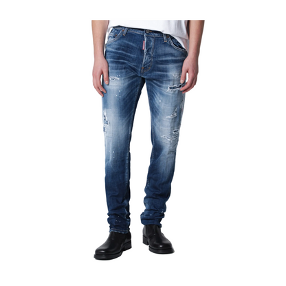 Slim Washed Blue Jeans with Rips - Image 1