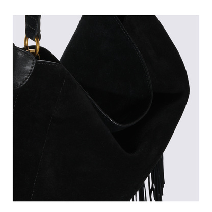 Fringe Square Basket Calfskin Bag - Black - Image 8
