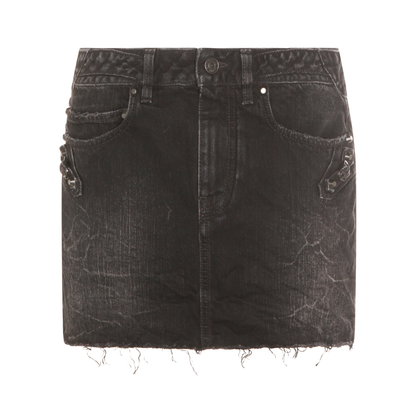 Black Denim City Mini Skirt - Image 1