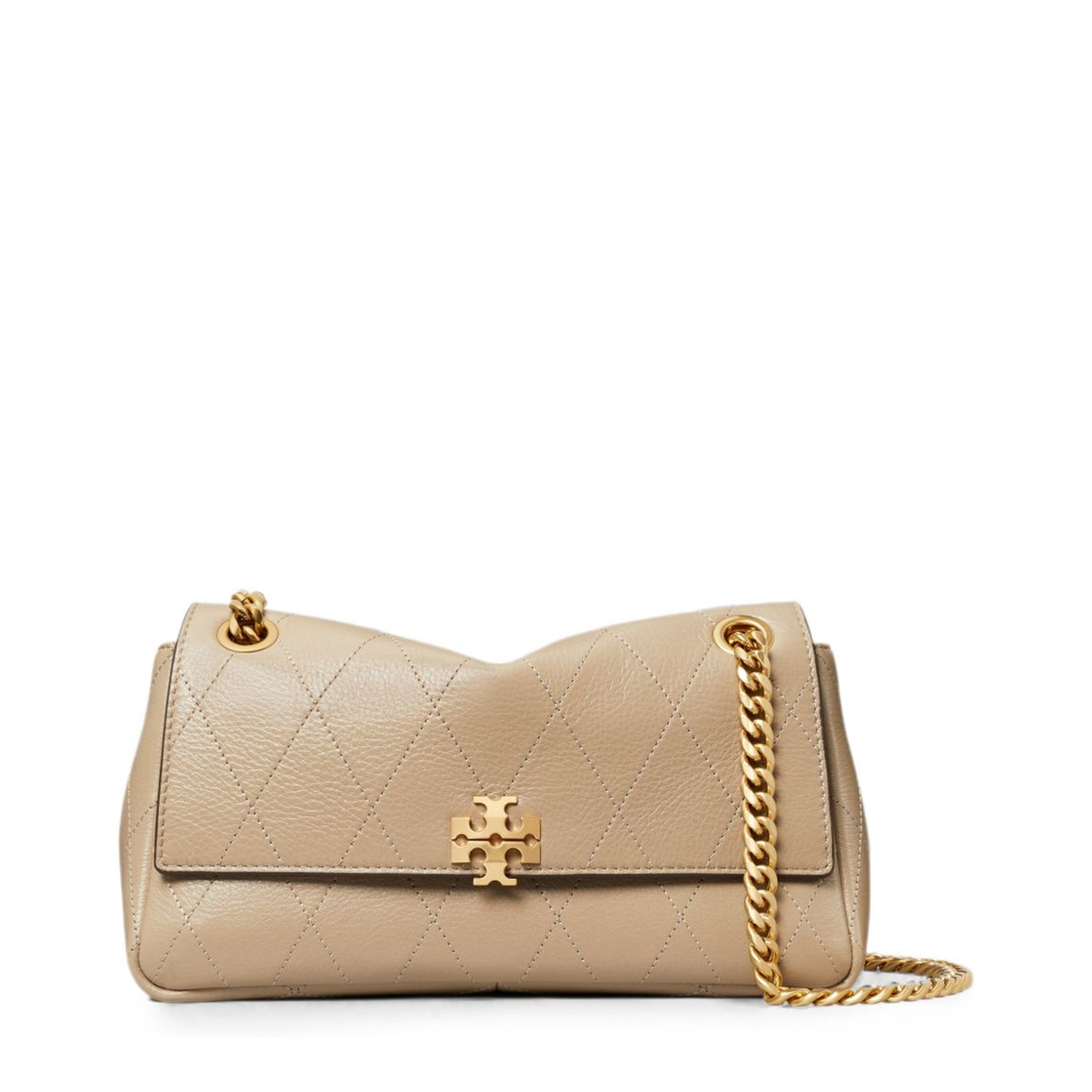 Kira Diamond Quilt Napa Leather Shoulder Bag - Warm White - Image 1