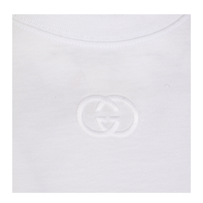 Cotton Jersey T-Shirt with Embroidery in White - Image 6