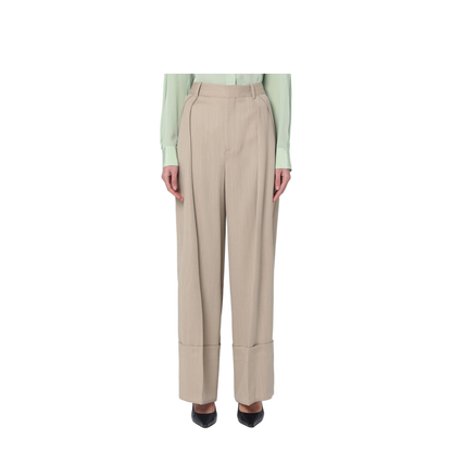 Wide Mandarin Colour Pants in Wool - Image 1