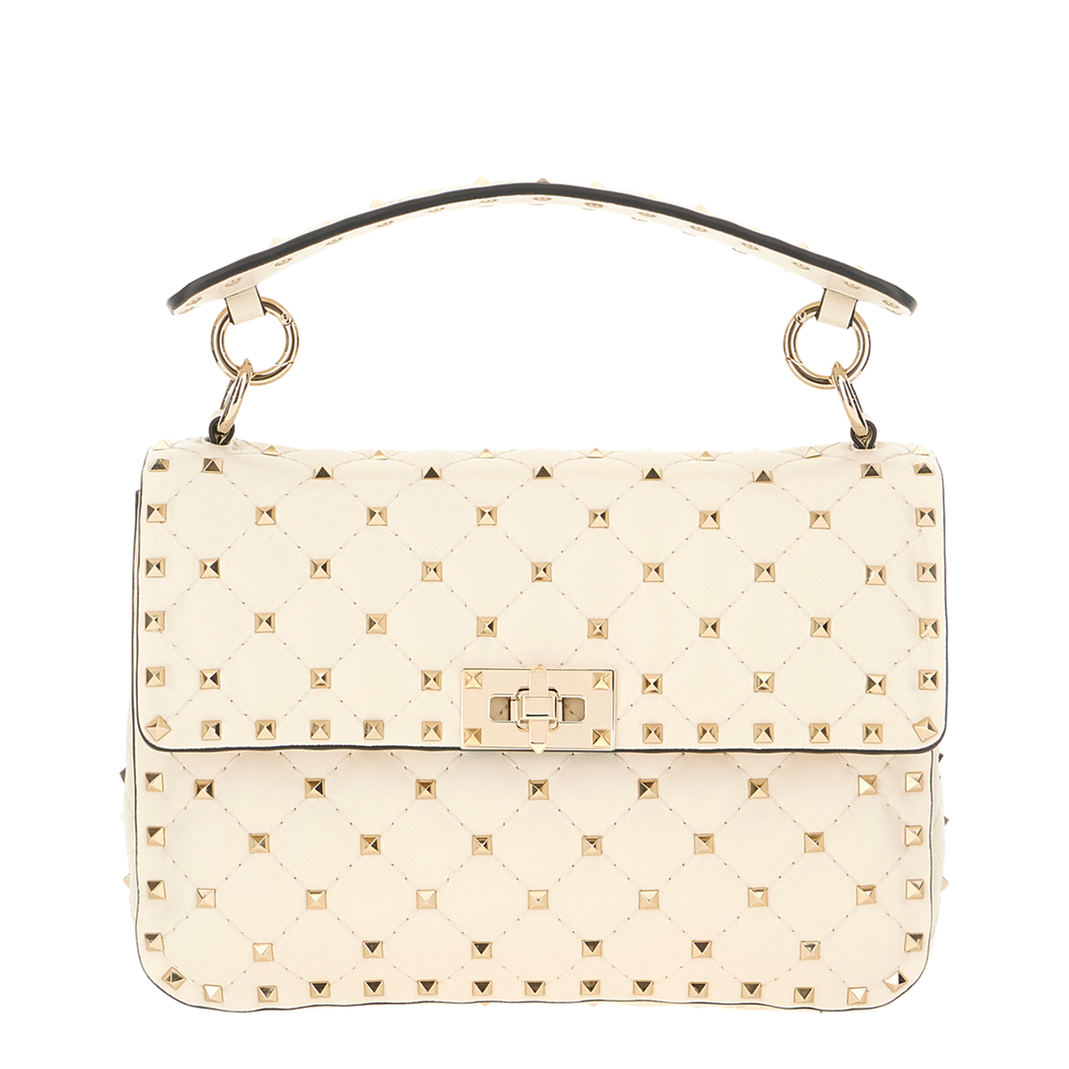 Ivory Nappa Leather Medium Rockstud Spike Handbag - Image 1
