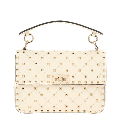 Ivory Nappa Leather Medium Rockstud Spike Handbag - Image 1