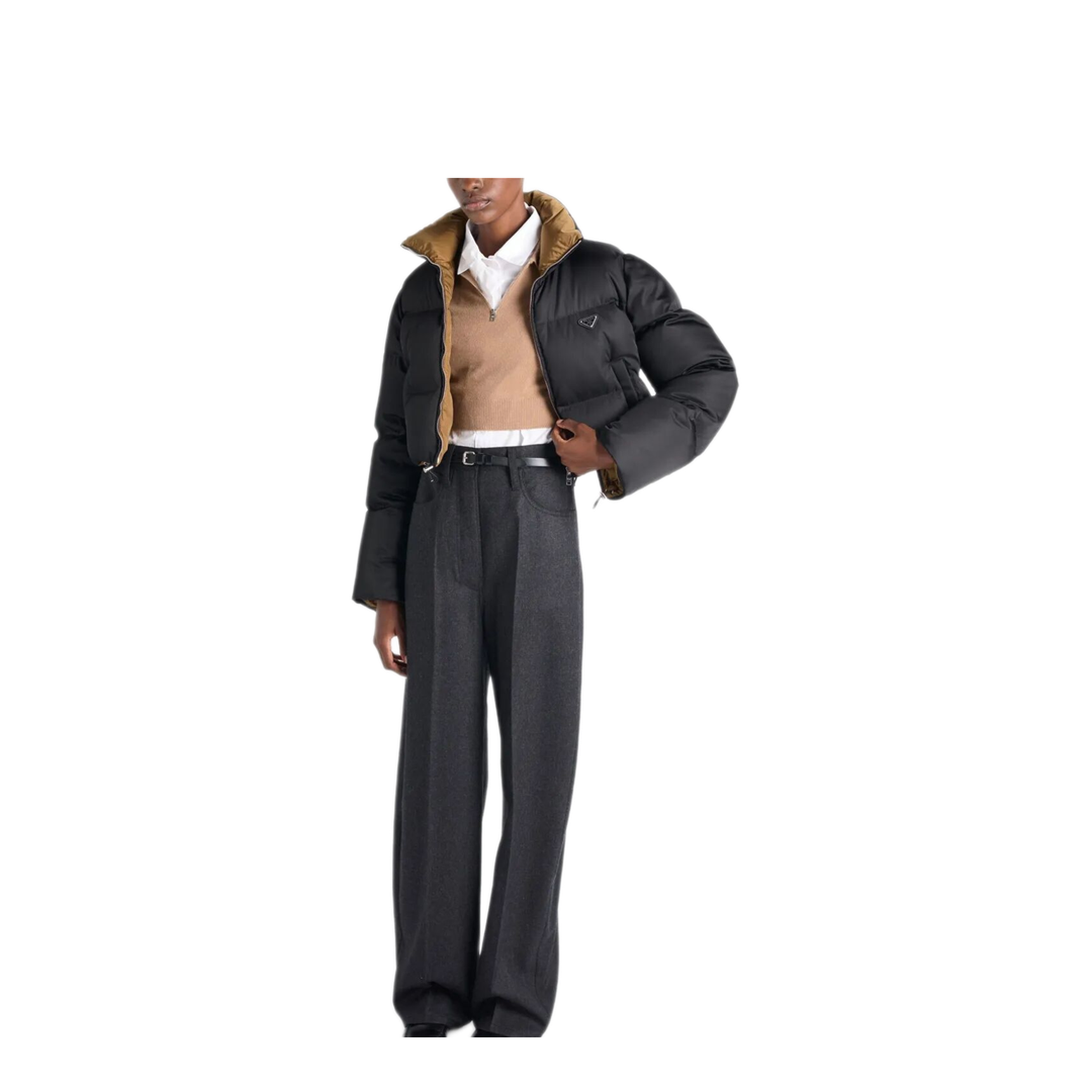 Cropped Fit Stand-Up Collar Down Jacket - Image 2