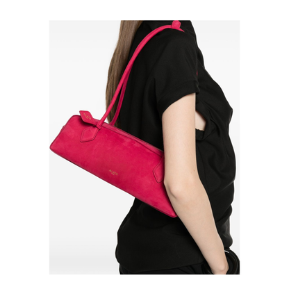 Le Teckel Medium Nubuck Calfskin Shoulder Bag - Framboise - Image 4