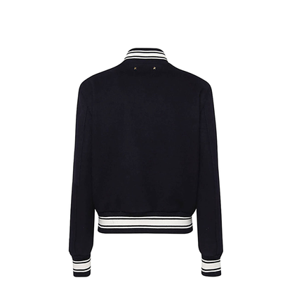 Black Virgin Wool Embroidered-Logo Bomber Jacket - Image 2