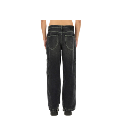Irregular Denim Cargo Jeans Black - Image 3
