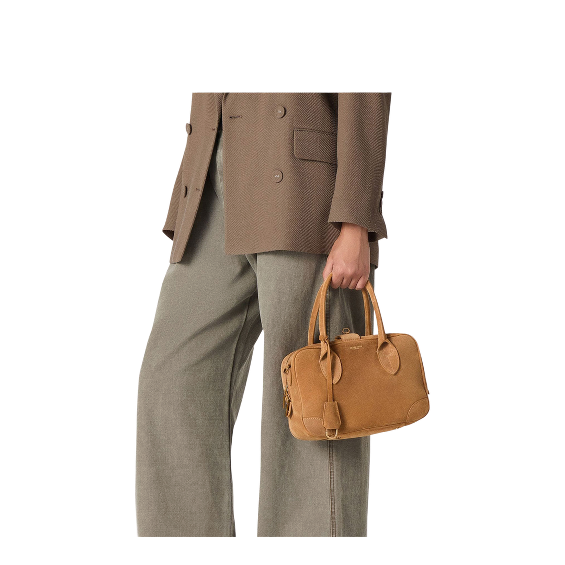 Vita Suede Bag with Gold Details - Image 2