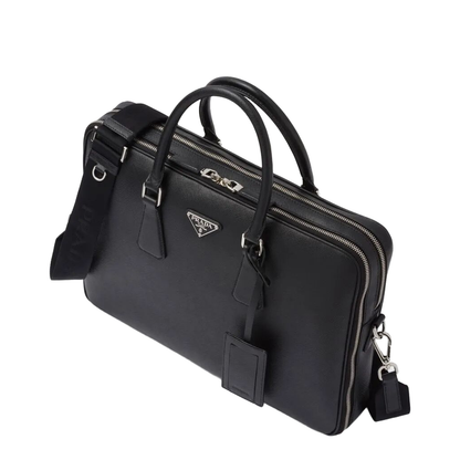 Saffiano Leather Briefcase Black - Image 3
