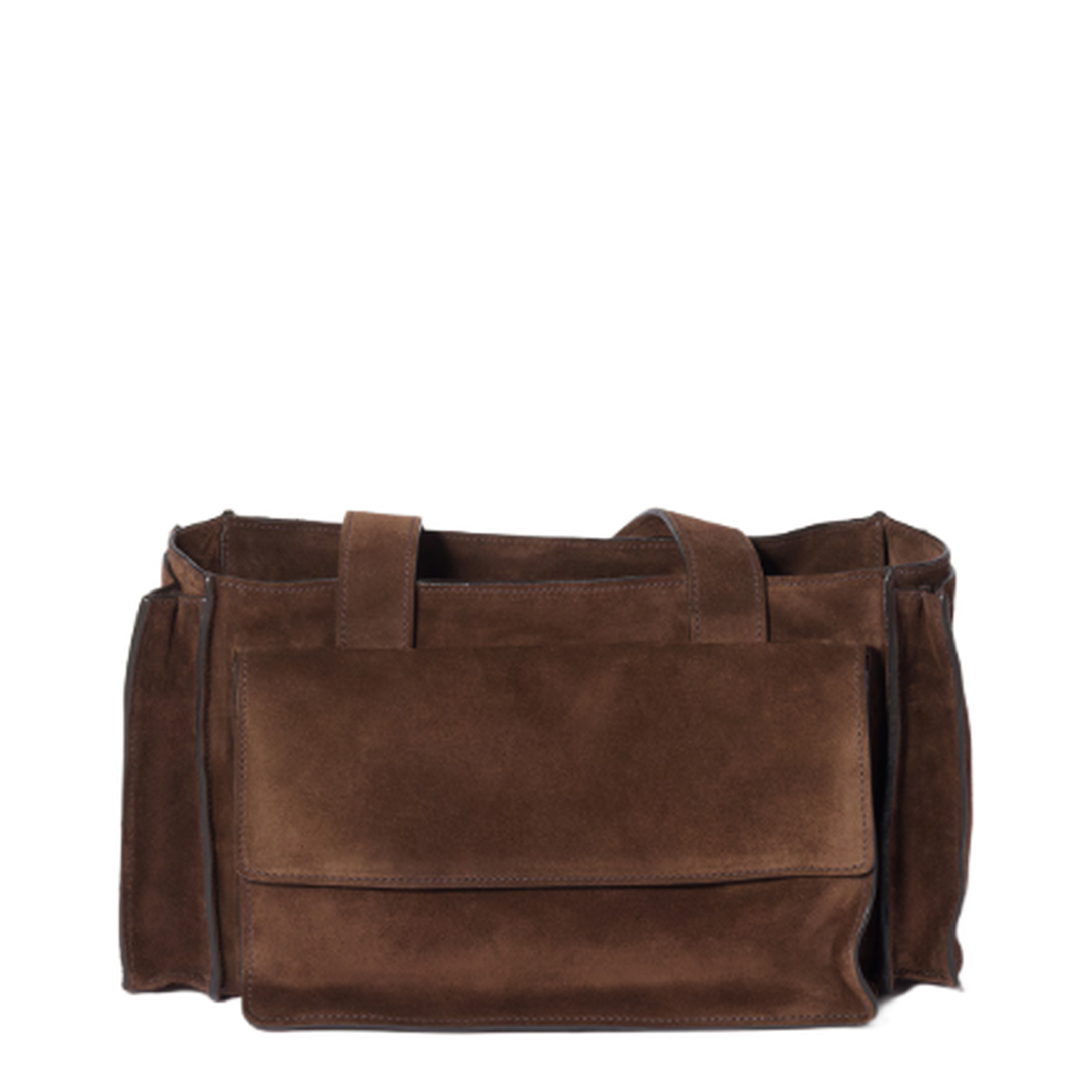 Dark Brown Suede Utilitaire Shopping Bag - Image 3