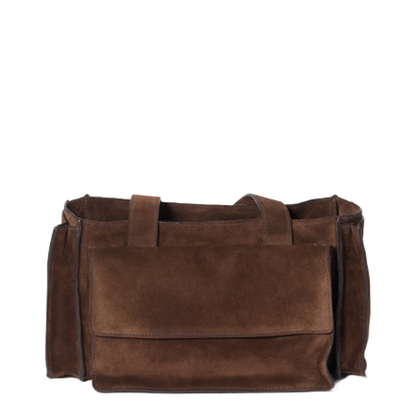 Dark Brown Suede Utilitaire Shopping Bag - Image 3