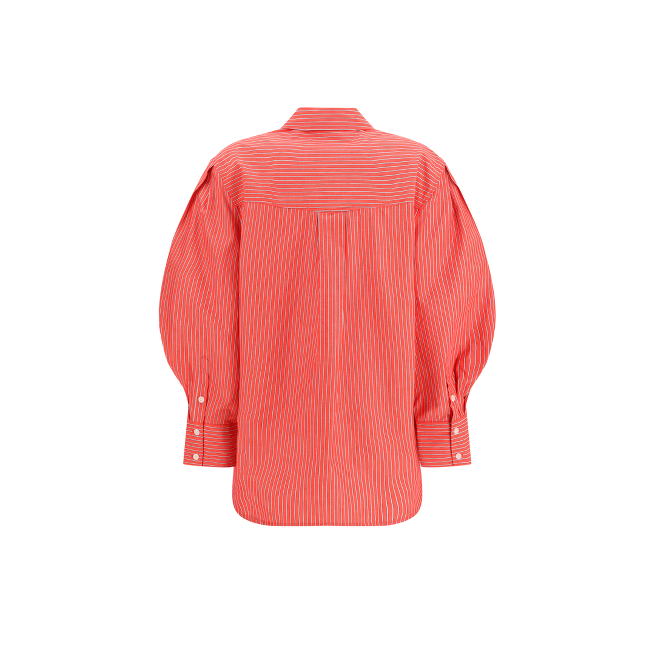 Striped Cotton Shirt with Balloon Sleeves - Image 2
