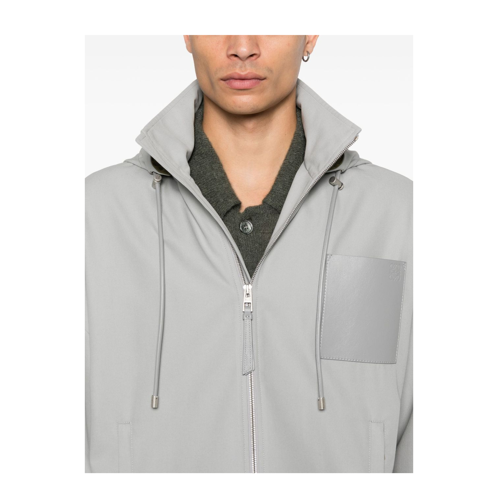 Hooded Jacket in Cotton Grey - Image 4