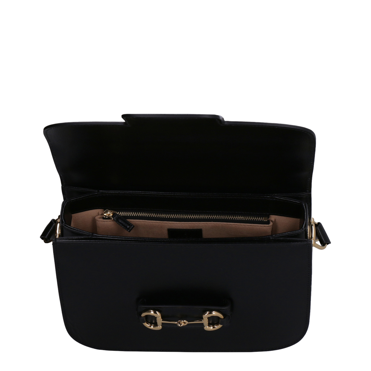 Horsebit 1955 Medium Textured Leather Shoulder Bag - Black - Image 5