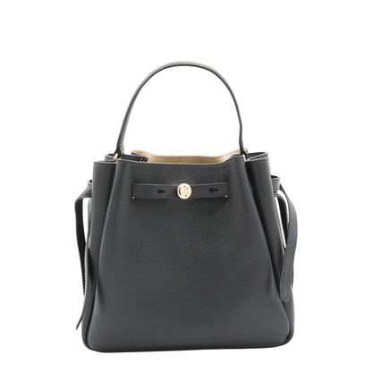 Romy Pebbled Leather Bucket Bag - Black - Image 1