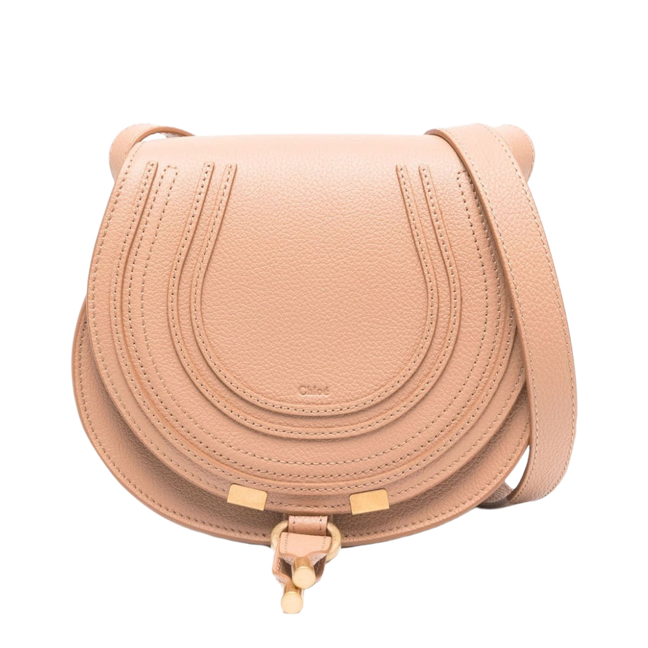 Marcie Small Calfskin Saddle Bag - Light Tan Brown - Image 1
