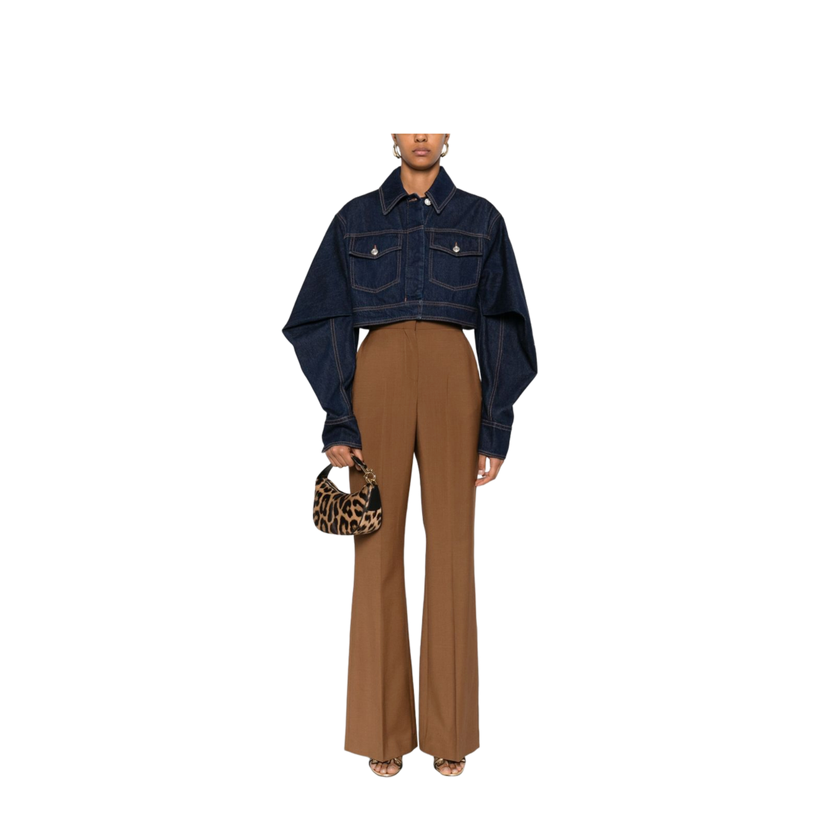 Flare Trousers in Wool and Mohair - Brown - Image 5