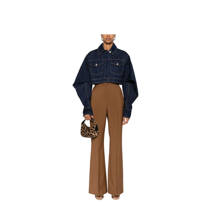 Flare Trousers in Wool and Mohair - Brown - Image 5