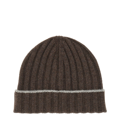 Ribbed-Knit Beanie Hat Brown - Image 2