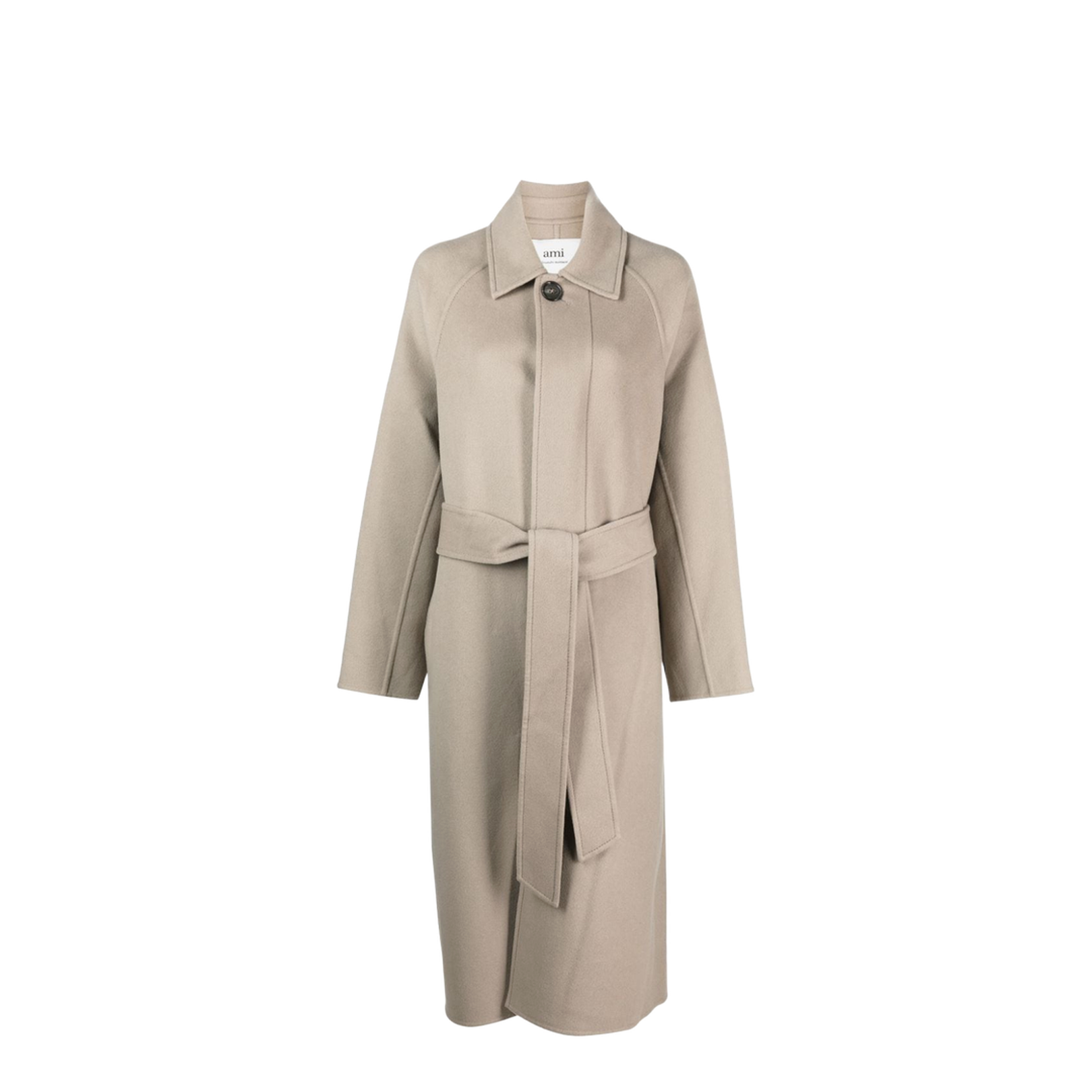 Long Belted Coat Beige - Image 1