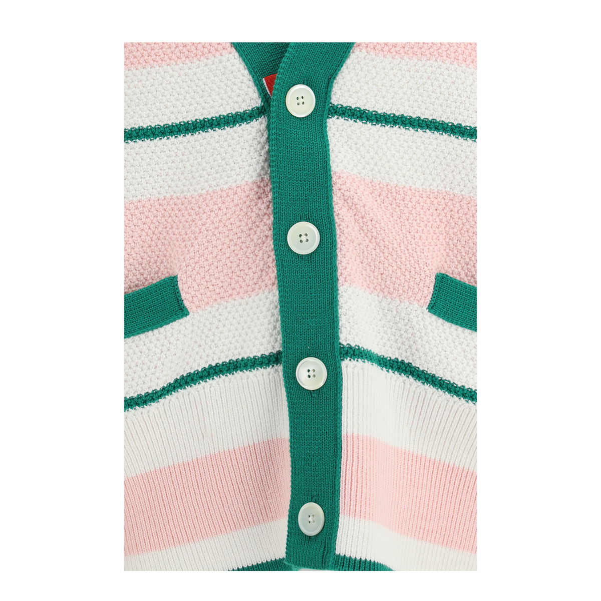 Classic Stripe Seed Stitch V Neck Cardigan - Image 3