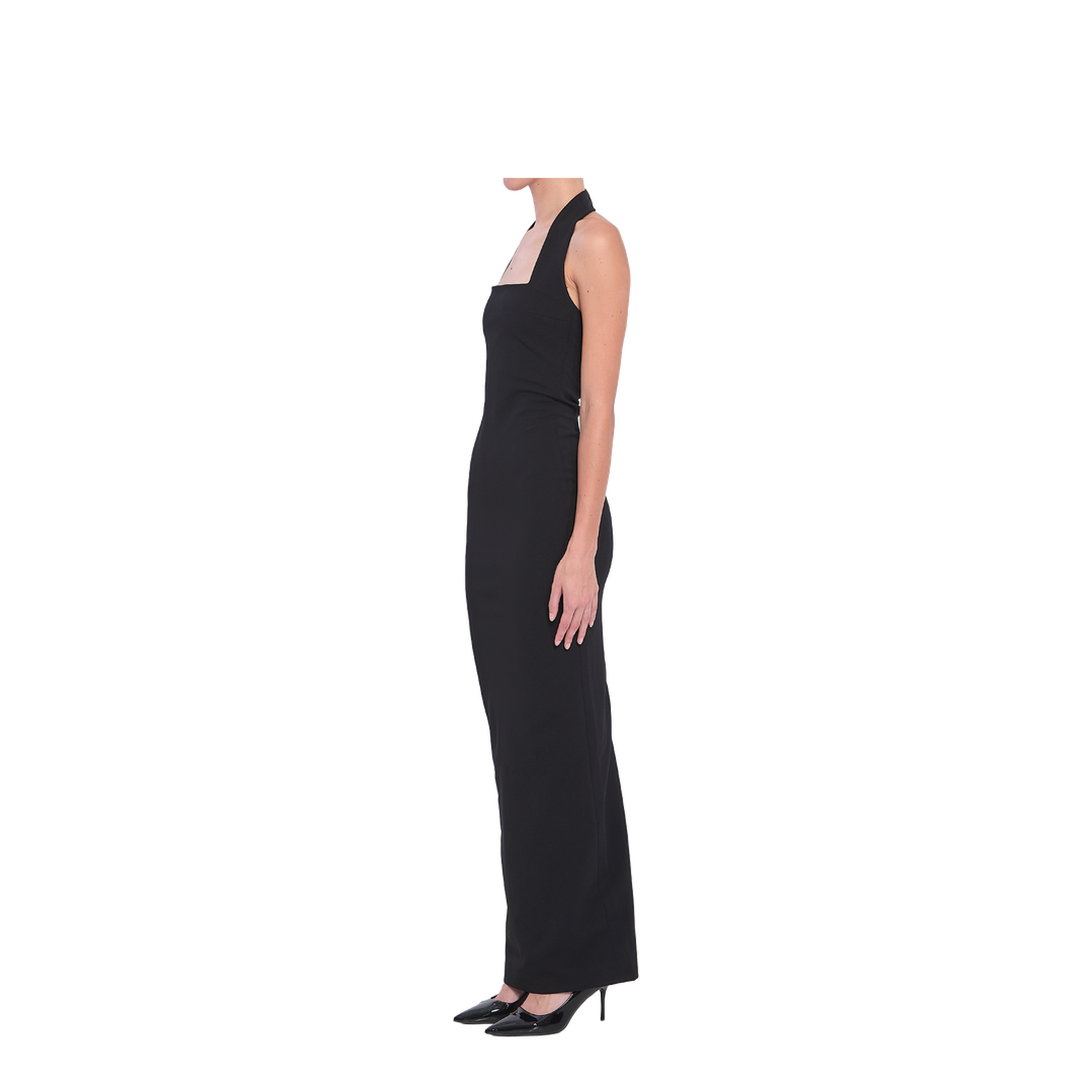 Black Rear Zip Fastening Halterneck Square Neck - Image 2