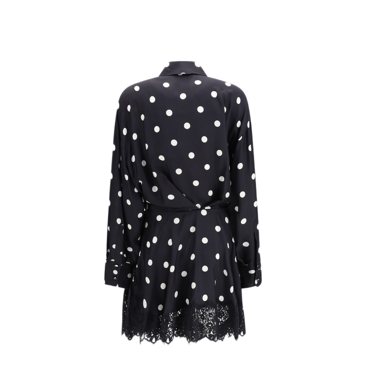 Polka Dot Lace Dress With Drawstring - Image 2