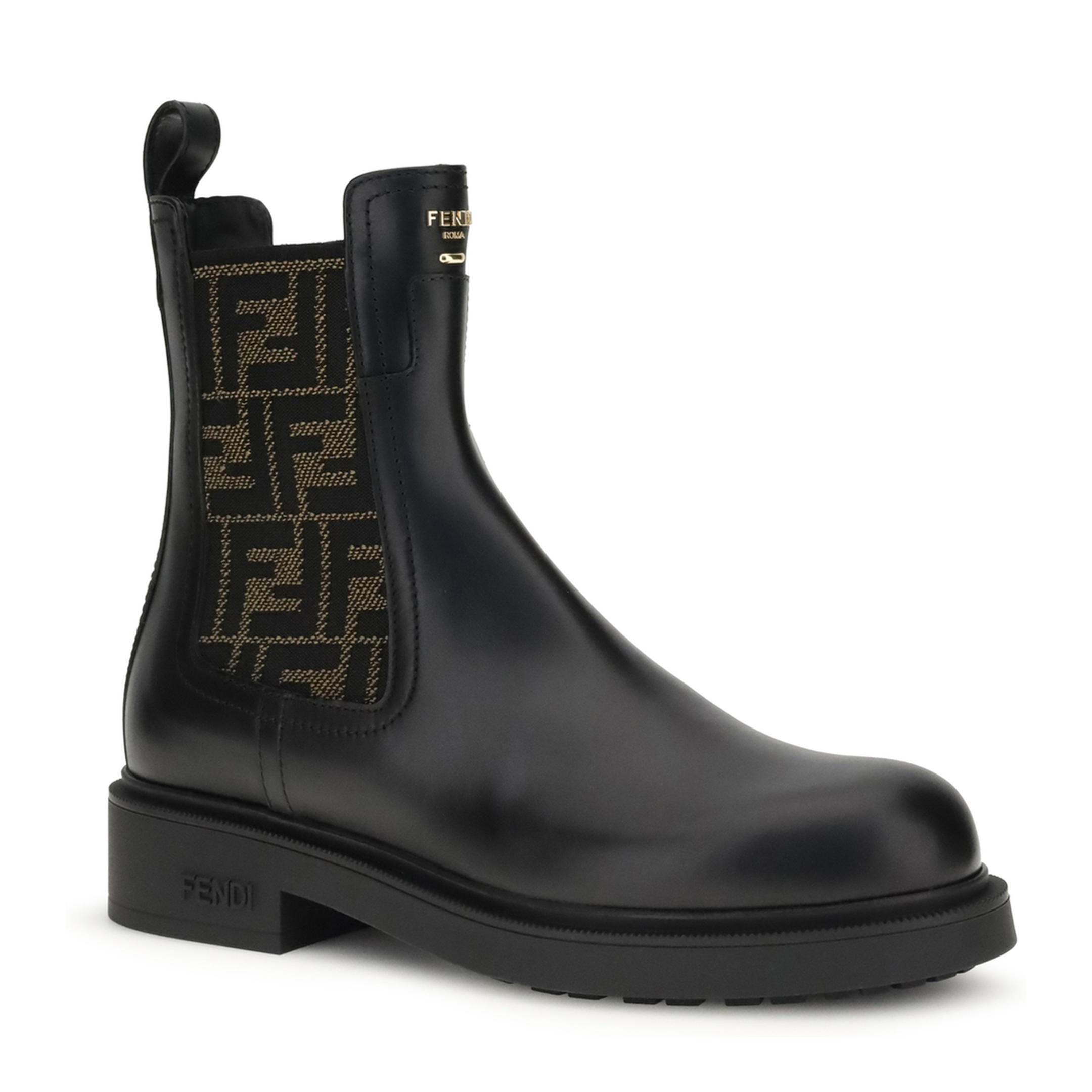 FF Leather and Fabric Ankle Boots - Image 2