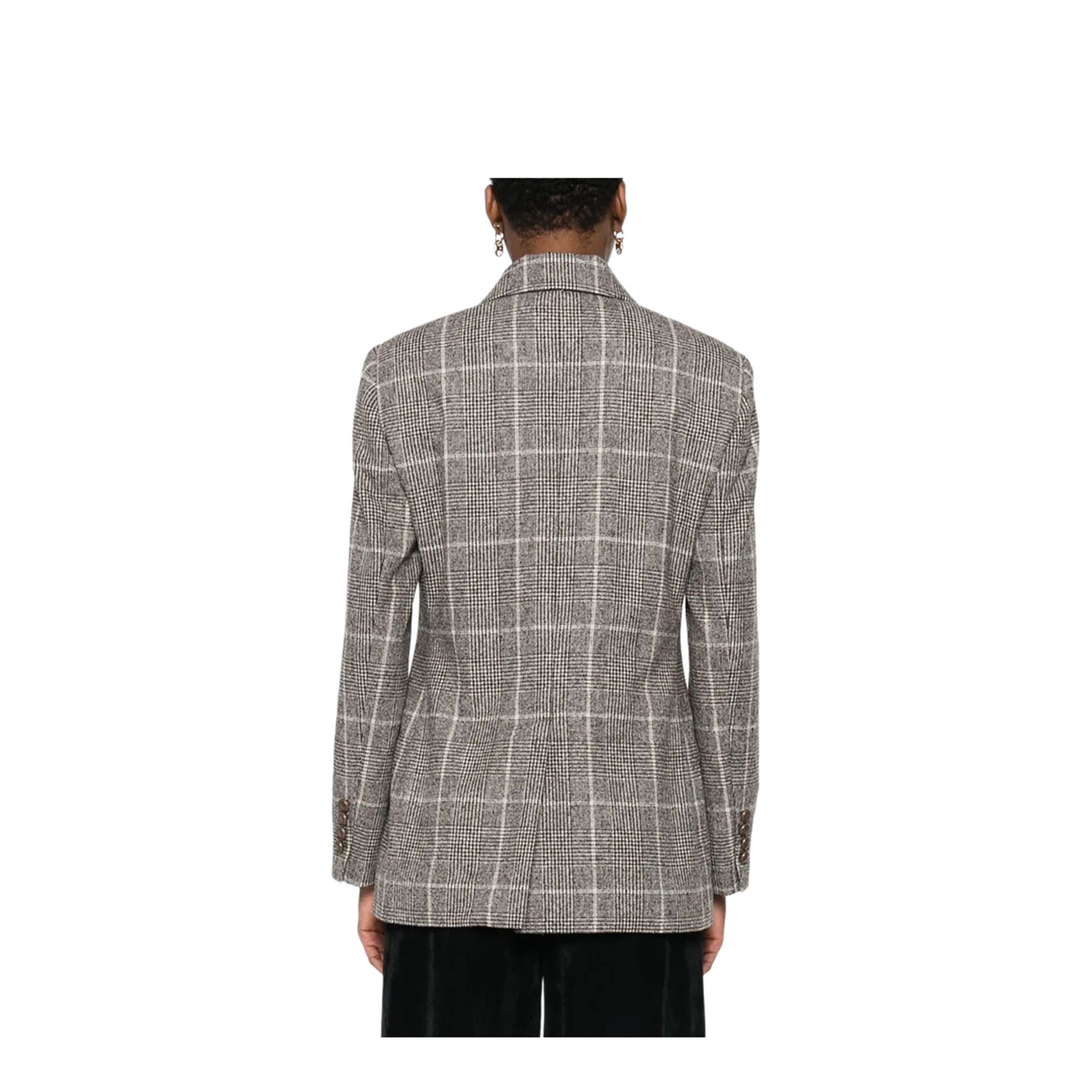 Alpaca and Wool Prince of Wales Double-Breasted Blazer with Monili - Image 3