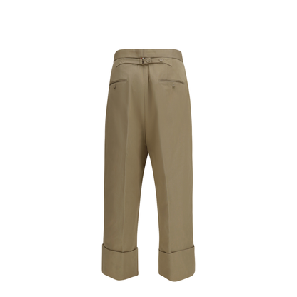 Cotton Gabardine Pants with Double Pleats - Image 2