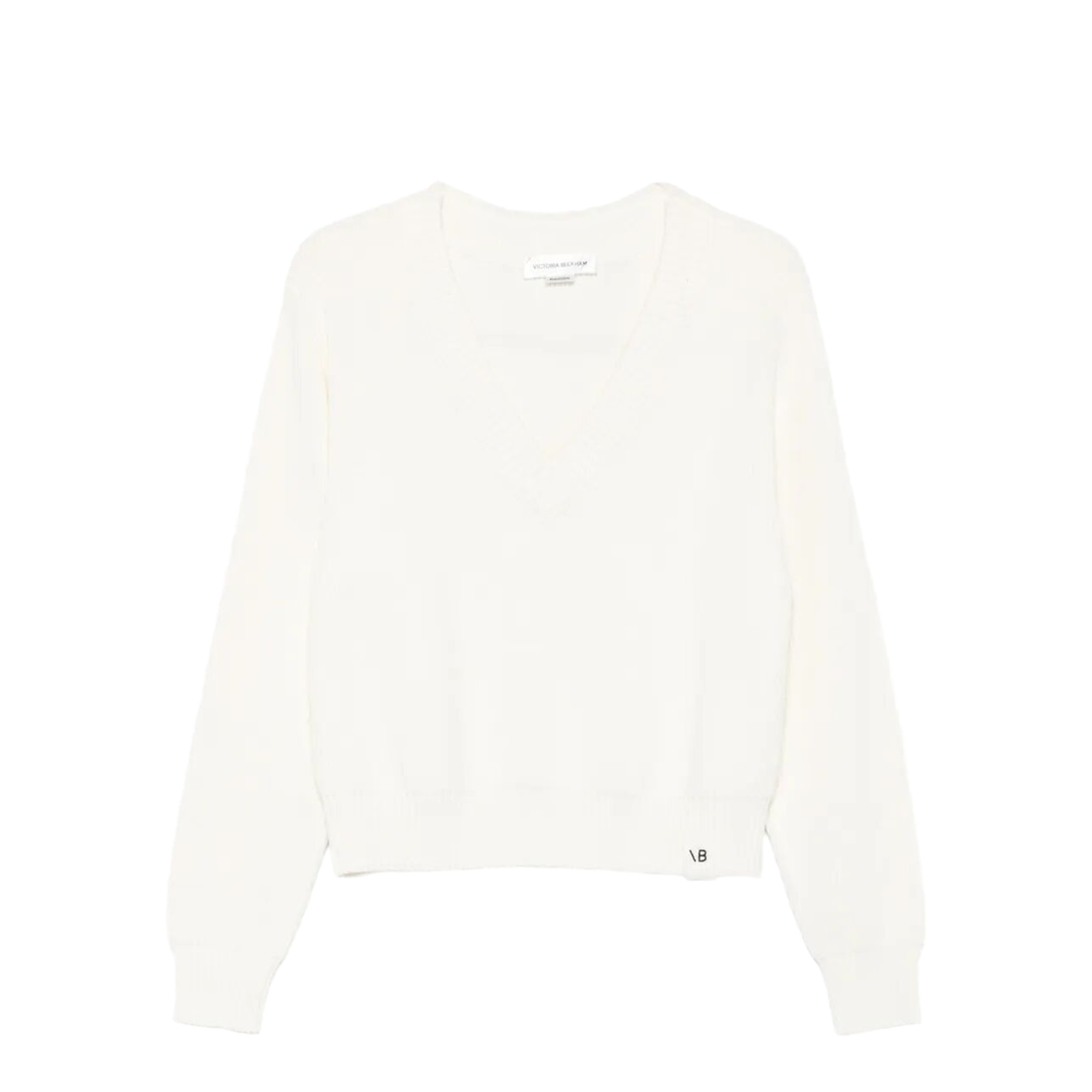 Relaxed Fit V-Neck Cotton Blend Sweater - Image 1