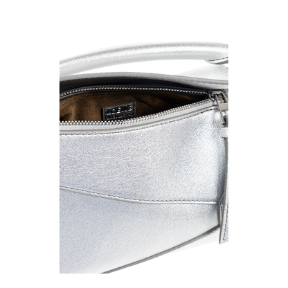 Mini Crossbody Bag Leather Silver - Image 5