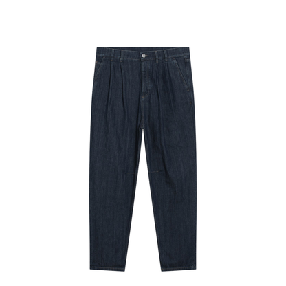 Slim-fit Jeans with Pleats in Blue Denim - Image 1