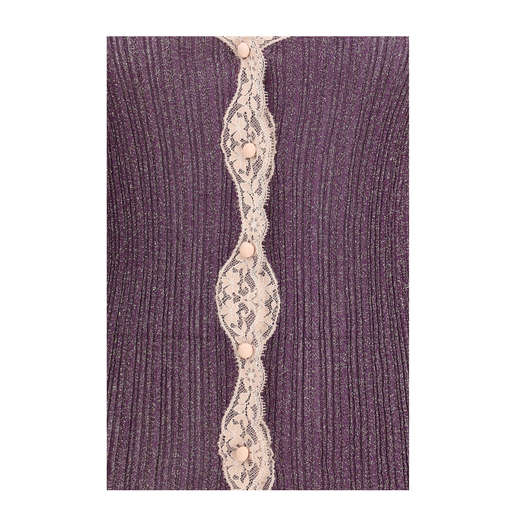 Lurex Knit Cardigan with Lace - Image 3