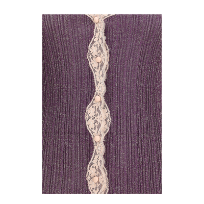 Lurex Knit Cardigan with Lace - Image 3