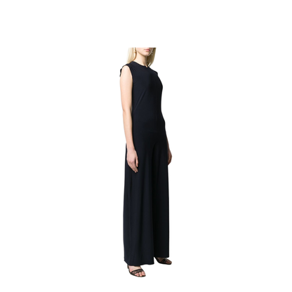 Stretch Fabric Jumpsuit - Dark Blue - Image 4