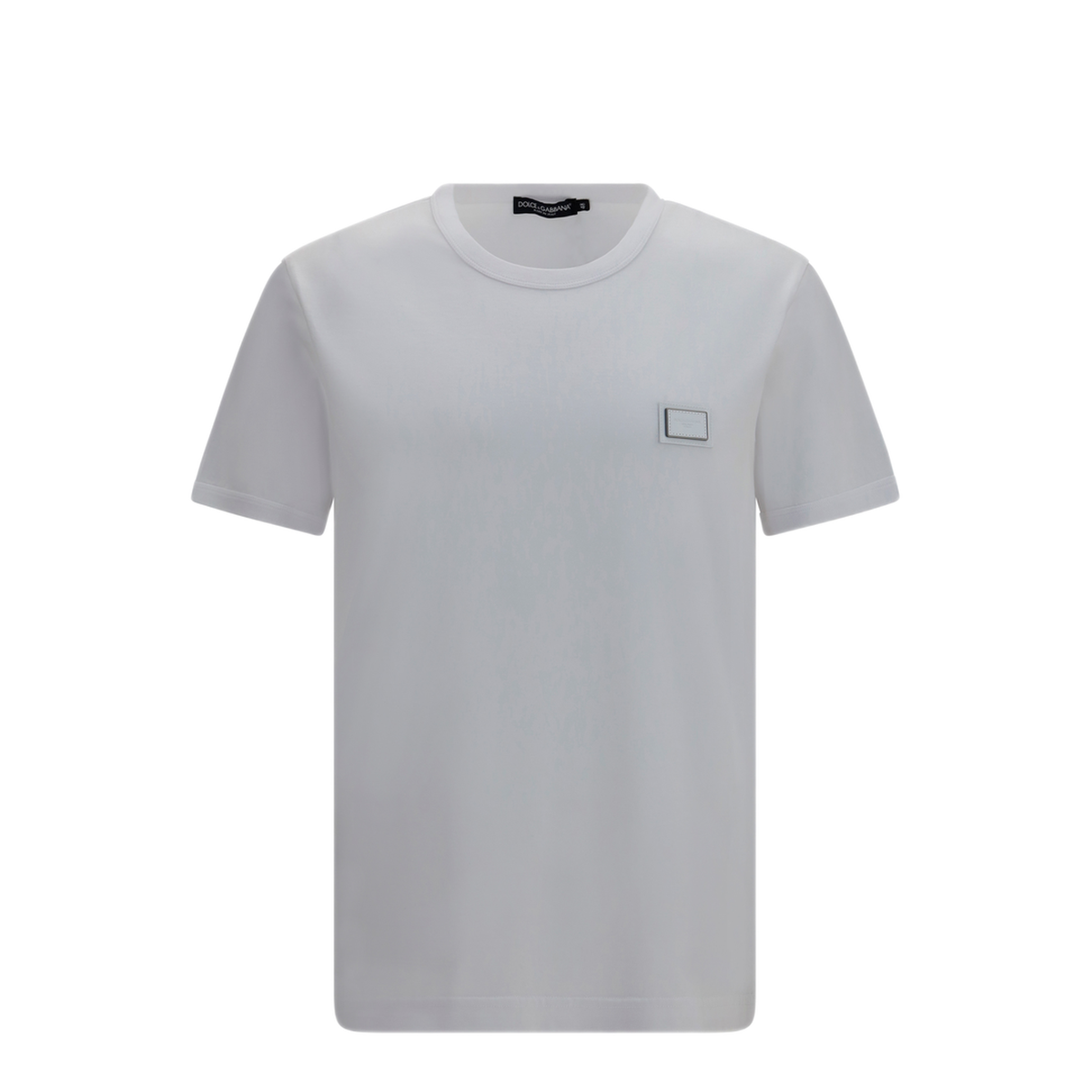 Cotton T-Shirt With Logo Plaque In Optic White - Image 1