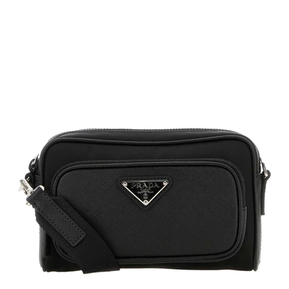 Black Re-Nylon and Leather Crossbody Bag - Image 1